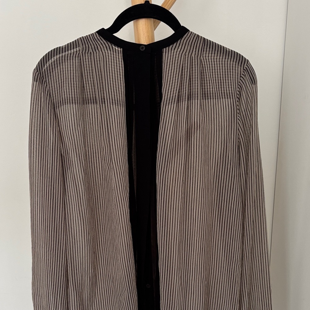 RACHEL Rachel Roy Black and Gray Striped Blouse